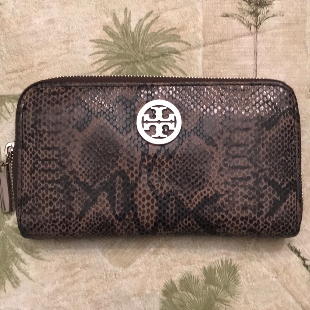 Tory Burch Snake Skin Continental Wallet